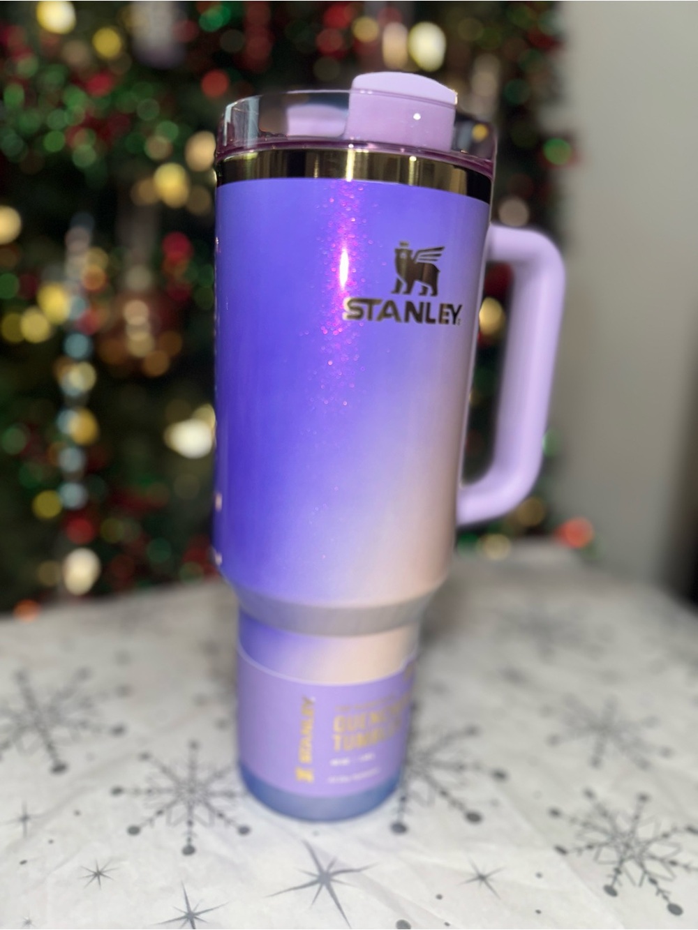 Stanley Purple Ombre Glitter Travel Mug with Handle. Wicked authentic 40 oz